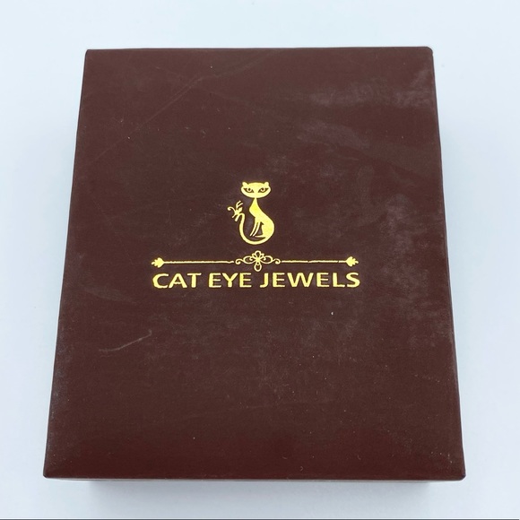 NEW Cat Eye Jewels Cubic Zirconia Dangle Stud Pierced Earrings - Picture 6 of 12